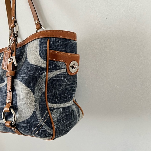 Coach Denim and Tan Signature Tote - Picture 8 of 12